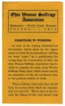 Ohio Woman Suffrage Association. Directions to Workers by Ohio Woman Suffrage Association