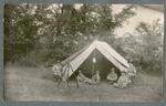 Photo of cadets in front of tent during Miami Military Institute annual encampment, 1901
