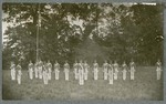 Photo of Miami Military Institute cadets in dress uniform on military drill in field, c. 1900