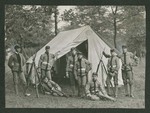 Photo of cadets in front of tent during Miami Military Institute annual encampment, 1901