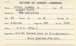 Record of Arrest for Alfred George Fouts, August 31, 1933 by Wright State University