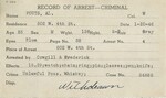 Record of Arrest for Alfred George Fouts, circa 1946 by Wright State University