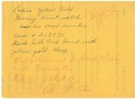 Evidence Card for Ladies' Gold Wristwatch, August 6, 1946 by Wright State University