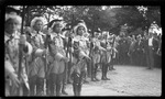 Patterson School boys dressed as colonial soldiers, standing at attention during the 1909 Wright Brothers Homecoming Celebration opening ceremonies