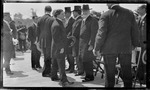 Wilbur, Orville, and Bishop Milton Wright with Edward Burkhart, Mayor of Dayton during the 1909 Wright Brothers Homecoming Celebration medals ceremony by Andrew S. Iddings
