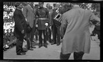 Dayton Mayor Edward E. Burkhart, Ohio Governor Judson Harmon, and James Allen, Chief Signal Officer, United States Army, at the 1909 Wright Brothers Homecoming Celebration medals ceremony by Andrew S. Iddings