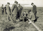 Wilbur Wright and others working on the launch rail