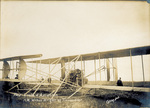 Wilbur Wright and Paul Tissandier preparing for takeoff