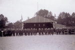 Soldiers in front of the hangar