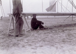 Orville Wright under the wing