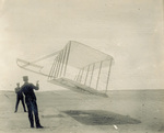The Wright Brothers testing their 1901 glider as a kite