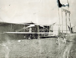 Wright Model B Flyer tail protruding from a tent by U.S. Army Air Corps, 2nd Photo Section
