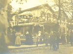 Ivonette Wright standing on porch of Wright home