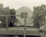 Unveiling the stone marker at site of first flight by Underwood & Underwood