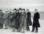 Orville Wright watches award ceremony with other spectators