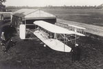 Wright 1907 Model Flyer leaving hangar at Hunaudieres
