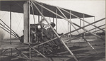 Wilbur Wright and Rene Pellier ready to fly at Camp d'Auvours