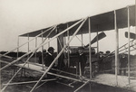 Wilbur Wright preparing to leave with passenger Major Baden-Powell
