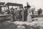 The dowager queen of Spain congratulate Wilbur Wright after a flight
