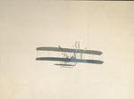Left rear view of Wright Model A Flyer in flight