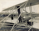 Close-up right front view of Wright Model A Flyer by C. H. Claudy