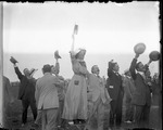 Spectators cheering at the Harvard-Boston Aero Meet, August - September, 1911