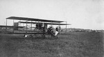 Lincoln Beachey at the controls of a Curtiss aircraft at the Harvard-Boston Aero Meet, August - September, 1911