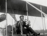 Lieutenant Thomas D. Milling at the controls of Burgess-Wright biplane at the Harvard-Boston Aero Meet, August - September, 1911