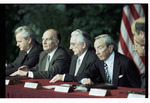 Milošević, Izetbegović́, Tuđman, and Christopher at the Signing of the Dayton Peace Agreement by Dayton Daily News and Jan Underwood
