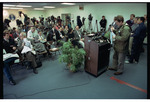 Members of the Media Gathered in a Press Room at the Signing of the Dayton Peace Agreement by Dayton Daily News and Jan Underwood