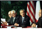 Izetbegović, Tuđman, Christopher, and Ivanov Sit at Dayton Peace Accords Signing Table by Dayton Daily News and Jan Underwood