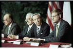 International Officials With Headphones at the Signing of the Dayton Peace Agreement by Dayton Daily News and Jan Underwood
