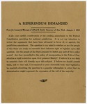 A Referendum Demanded by Alfred E. Smith in His Inaugural Address