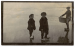 Three children on beach